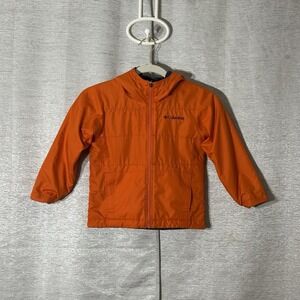 Columbia Youth XXS Fleece Lined Hooded Jacket Orange Blue Reversible Windbreaker